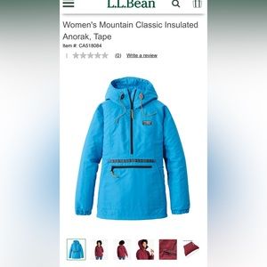LL Bean NWT Womens XL Mountain classic insulated anorak NWT